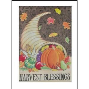 Fall Harvest Blessings Decorative Garden Flag size is 12.5-in x 18-in Pumpkin